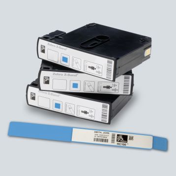 ZEBRA bracelet - Z-Band UltraSoft adult - BLUE BORDER - in cartridge