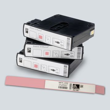 ZEBRA bracelet - Z-Band UltraSoft adult - PINK BORDER - in cartridge
