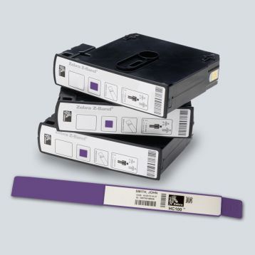 ZEBRA bracelet - Z-Band UltraSoft adult - PURPLE BORDER - in cartridge